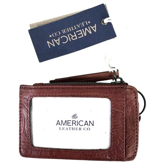 American Leather Co. Portland Etched Tooled Floral Leather Card Wallet NEW - Picture 4 of 4